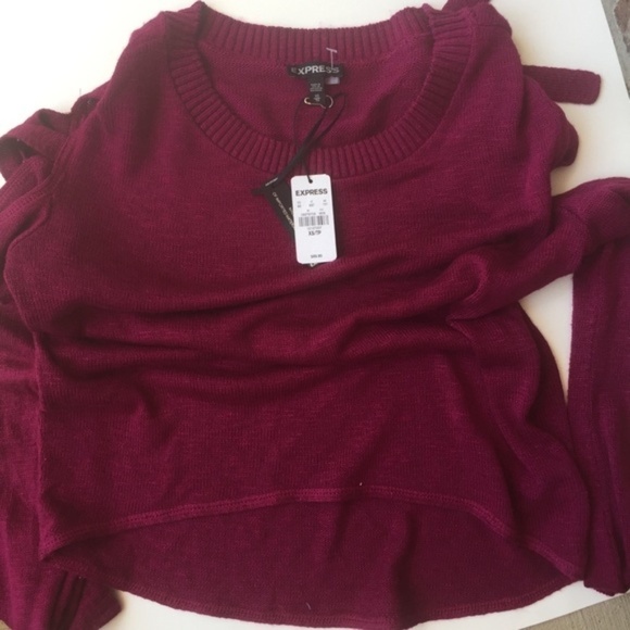 NWT Express Cold Shoulder Hi-lo Long Sleeves Top - Picture 4 of 6